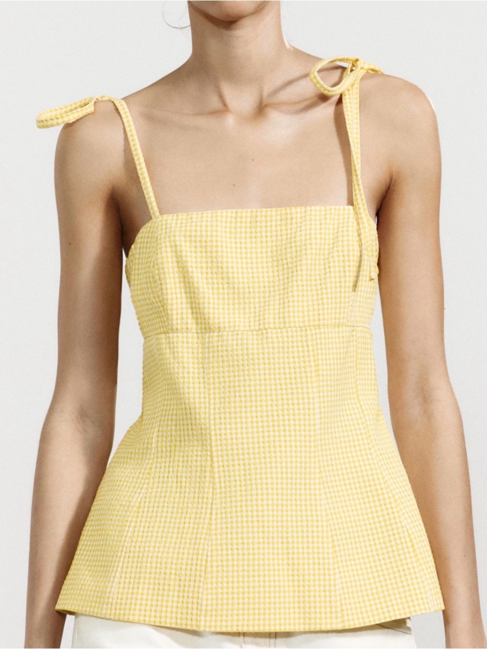 Zara Tie-Shoulder Yellow Gingham Top